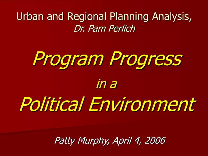 urban and regional planning analysis dr pam perlich