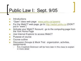 Public Law I: Sept. 9/05