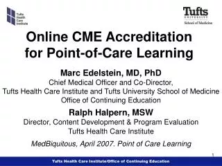 Online CME Accreditation for Point-of-Care Learning