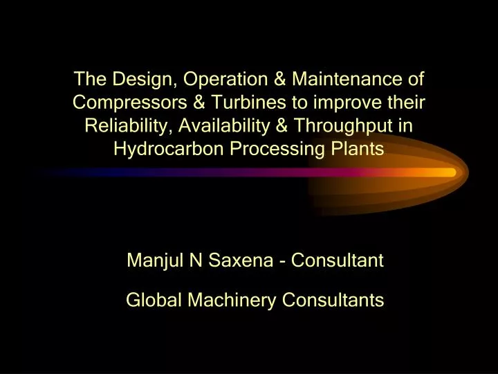 manjul n saxena consultant global machinery consultants
