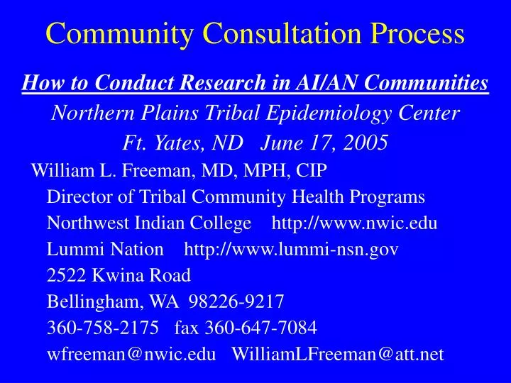 community consultation process