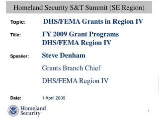 Homeland Security S&amp;T Summit (SE Region)