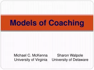 Models of Coaching