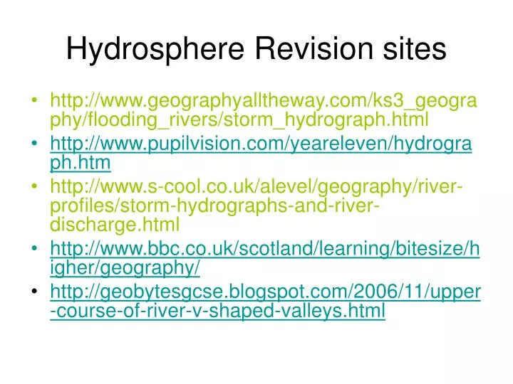 hydrosphere revision sites