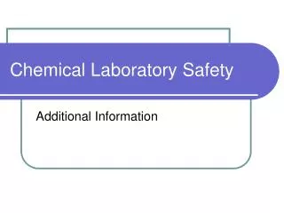 Chemical Laboratory Safety