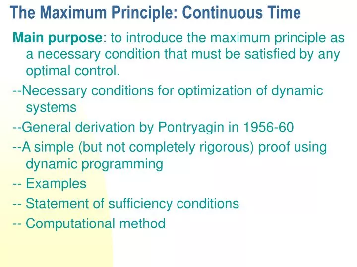 the maximum principle continuous time