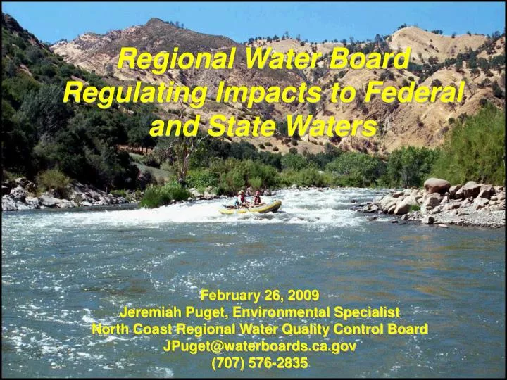 regional water board regulating impacts to federal and state waters