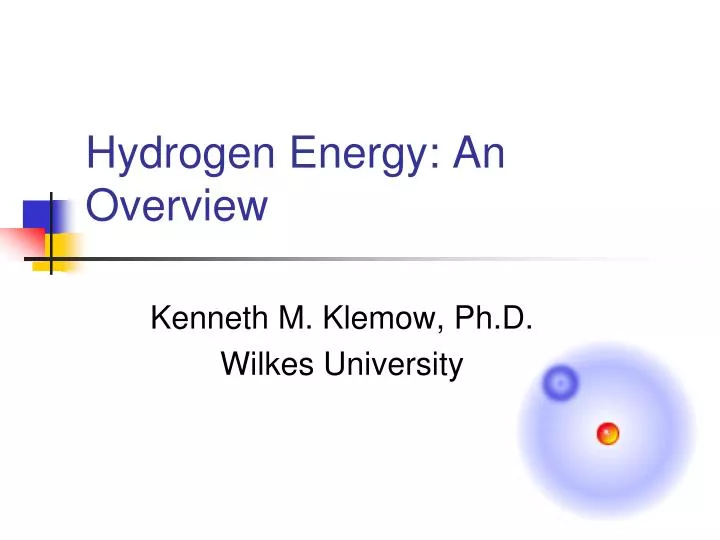 hydrogen energy an overview