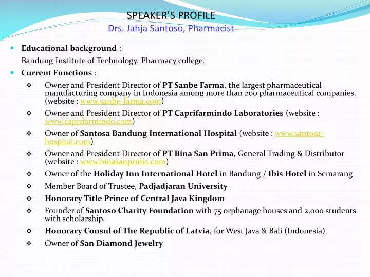 speaker s profile drs jahja santoso pharmacist