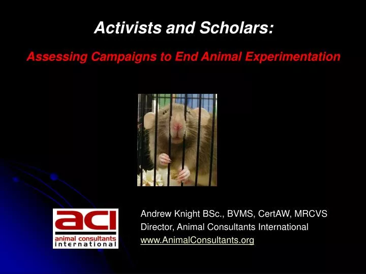 activists and scholars assessing campaigns to end animal experimentation