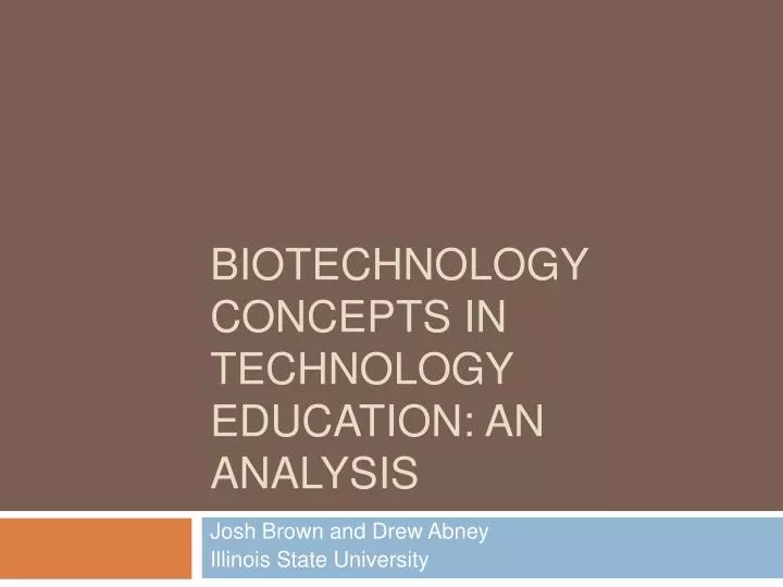 biotechnology concepts in technology education an analysis