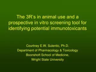 The 3R’s in animal use and a prospective in vitro screening tool for identifying potential immunotoxicants