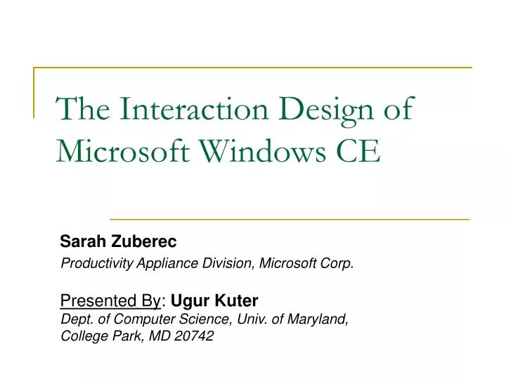 the interaction design of microsoft windows ce