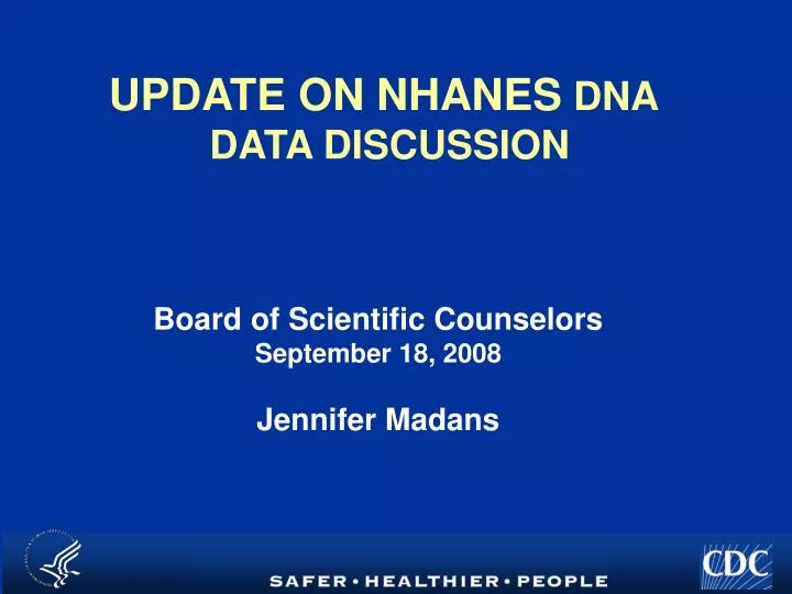 update on nhanes dna data discussion