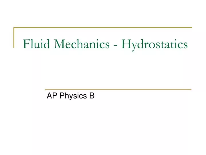 fluid mechanics hydrostatics