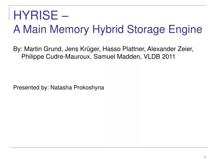 hyrise a main memory hybrid storage engine