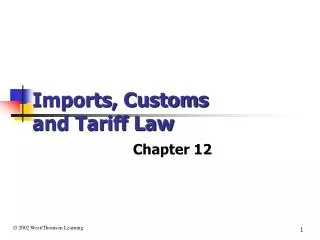 Imports, Customs and Tariff Law
