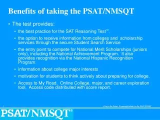 Benefits of taking the PSAT/NMSQT