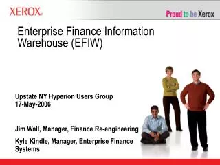 Enterprise Finance Information Warehouse (EFIW)