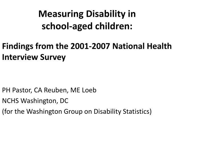 measuring disability in school aged children