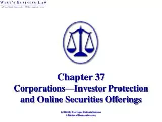 Chapter 37 Corporations—Investor Protection and Online Securities Offerings