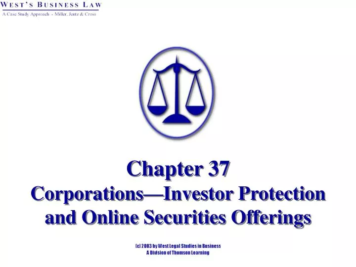 chapter 37 corporations investor protection and online securities offerings