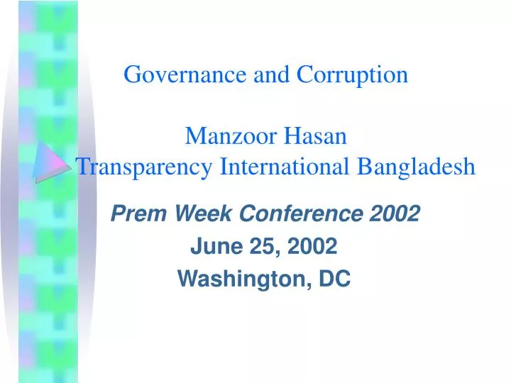 governance and corruption manzoor hasan transparency international bangladesh