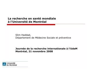 La recherche en santé mondiale à l’Université de Montréal