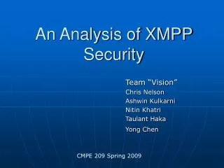 An Analysis of XMPP Security