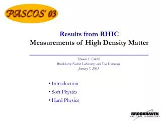 Results from RHIC Measurements of High Density Matter