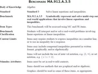 MA.912.A.3.5: Symbolically represent and solve multi-step and real-world applications that involve linear equations