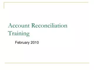Account Reconciliation Training