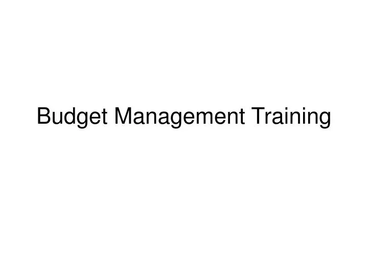 budget management training