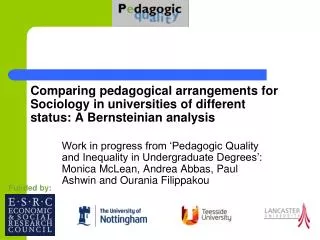 Comparing pedagogical arrangements for Sociology in universities of different status: A Bernsteinian analysis