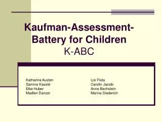 Kaufman-Assessment-Battery for Children K-ABC