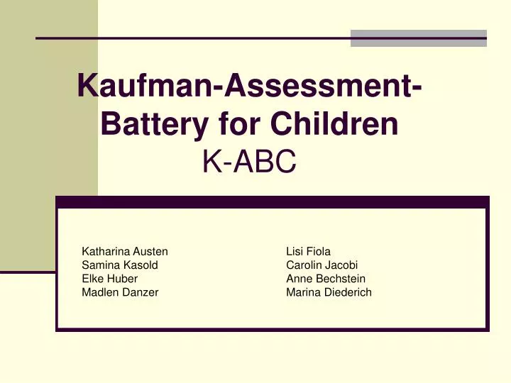 kaufman assessment battery for children k abc