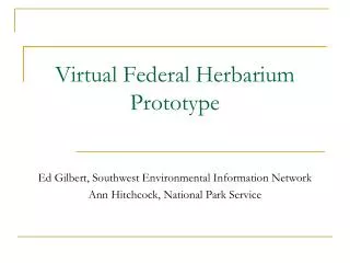 Virtual Federal Herbarium Prototype
