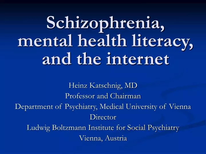 schizophrenia mental health literacy and the internet