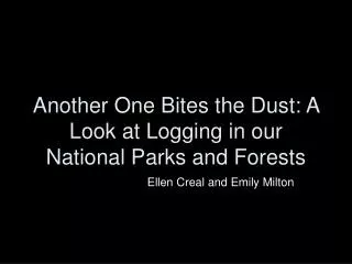 Another One Bites the Dust: A Look at Logging in our National Parks and Forests