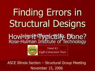 Finding Errors in Structural Designs