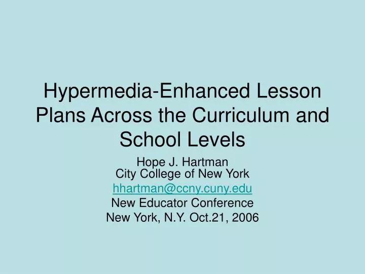 hypermedia enhanced lesson plans across the curriculum and school levels