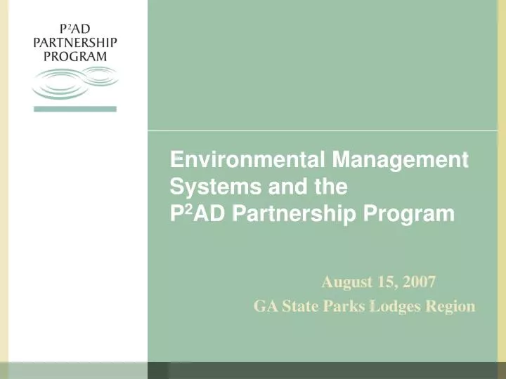 environmental management systems and the p 2 ad partnership program