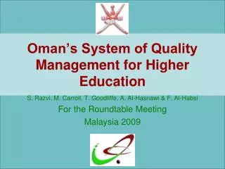 Oman’s System of Quality Management for Higher Education