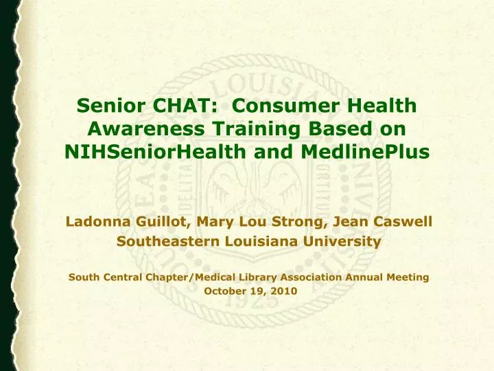 senior chat consumer health awareness training based on nihseniorhealth and medlineplus