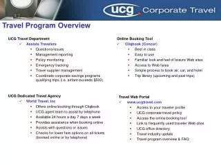 Travel Program Overview