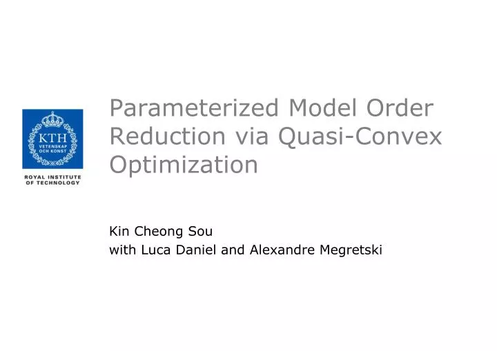 parameterized model order reduction via quasi convex optimization