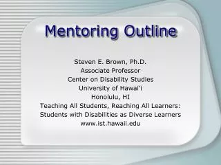 Mentoring Outline