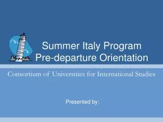 Summer Italy Program Pre-departure Orientation