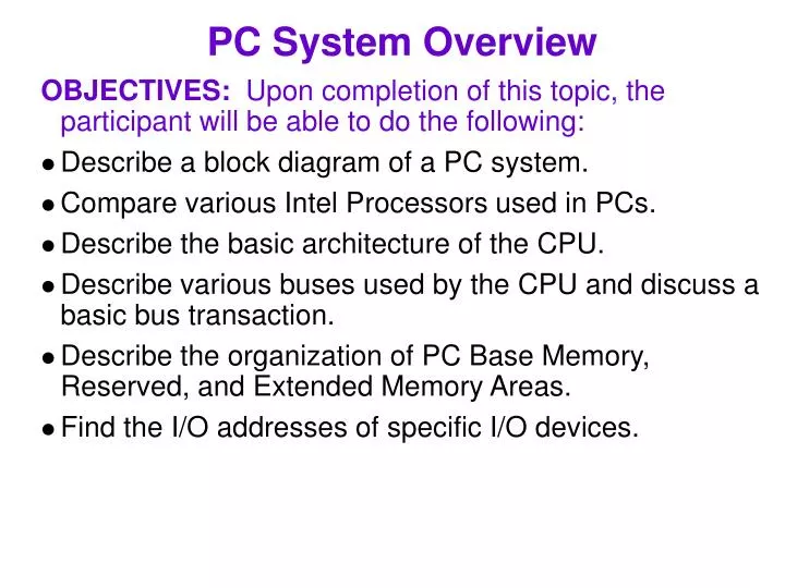 pc system overview