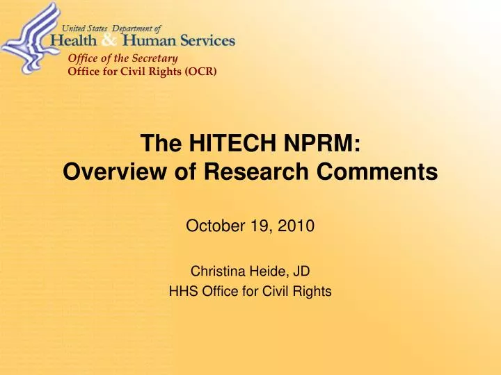 the hitech nprm overview of research comments